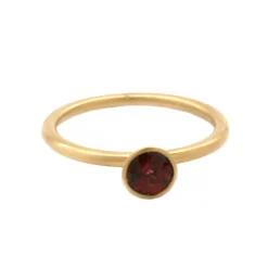 18K Yellow Gold Round Garnet Stacker Ring