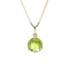 14K Yellow Gold Round Peridot Pendant and Chain