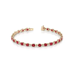 14K Yellow Gold Ruby and Diamond Bracelet