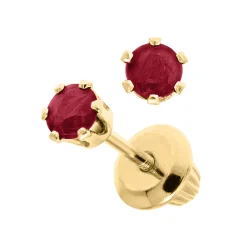 14K Yellow Gold Ruby Children’s Earrings