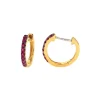 14K Yellow Gold Ruby Huggie Hoop Earrings