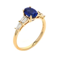 14K Yellow Gold Sapphire and Diamond Ring