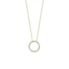 18K Yellow Gold Small Open Circle Diamond Pendant with Chain