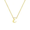 18K Yellow Gold Small Script “E” Pendant with Chain