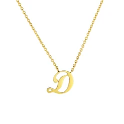 18K Yellow Gold Small Script “D” Pendant with Chain