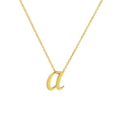 18K Yellow Gold Small Script “A” Pendant with Chain