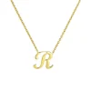 18K Yellow Gold Small Script “R” Necklace