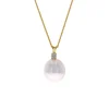 18K Yellow Gold Southsea Pearl and Diamond Pendant with Chain