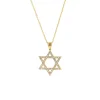 14K Yellow Gold Star of David Diamond Pendant with Chain