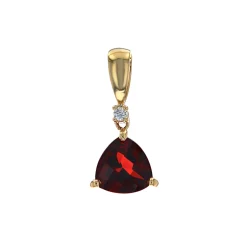 14K Yellow Gold Trillion Garnet and Diamond Pendant