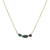 14K Yellow Gold Triple Australian Opal Doublet Necklace