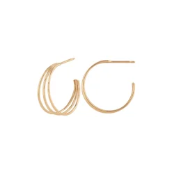 14K Yellow Gold Triple Wire Hoop Earrings