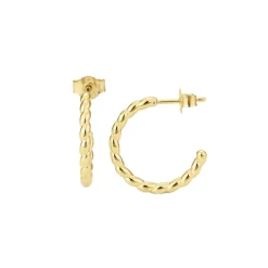 14K Yellow Gold Twisted Hoop Earrings