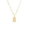 18K Yellow Gold Venetian Princess Diamond Dog Tag with Chain