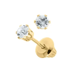 14K Yellow Gold White Topaz Children’s Earrings