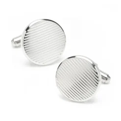Line Stainless Steel Round Cufflinks