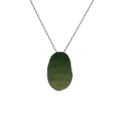 Oxidized Sterling Silver Green Ombre Sand Pendant with Chain