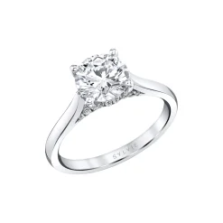 Round Cut Diamond Bridge Hidden Halo Engagement Ring – Lisa