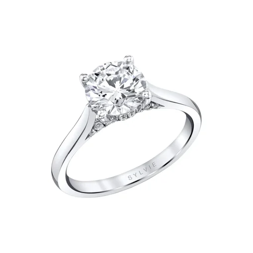 Round Cut Diamond Bridge Hidden Halo Engagement Ring – Lisa