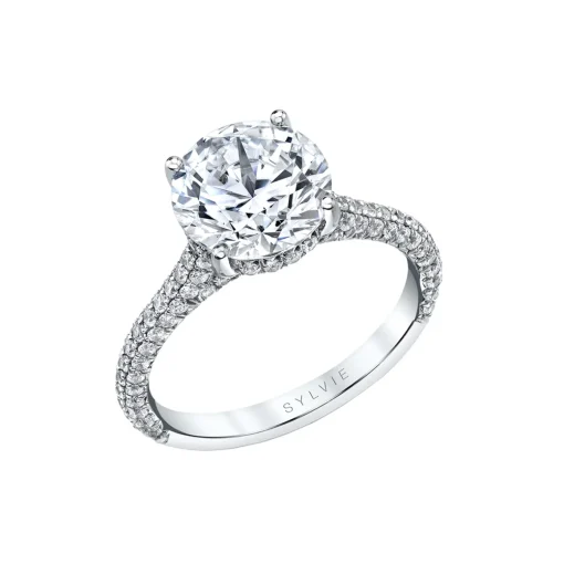Round Cut Hidden Halo Pave Engagement Ring – Peighton