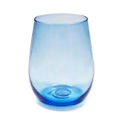 Saban Glass – Sheer Stemless Wine: Aquamarine Blue