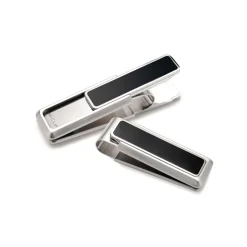 Stainless Steel and Black Enamel Money Clip