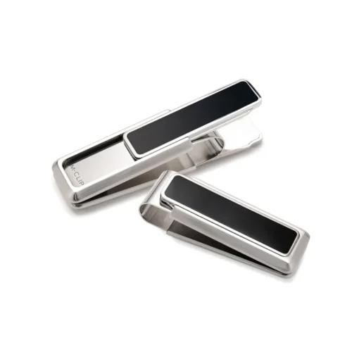 Stainless Steel and Black Enamel Money Clip