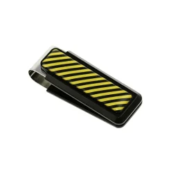 Stainless Steel Black and Yellow Inlay Money Clip