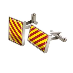 Stainless Steel Crimson and Yellow Cufflinks