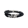 Stainless Steel Jasper and Onyx Double Bracelet