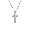 Stainless Steel Satin Inset Cross Pendant with Chain