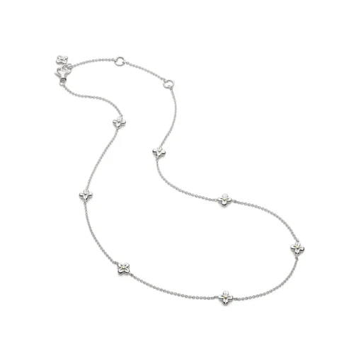 Sterling Silver and Gold Plated Flower Station Necklace