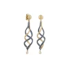 Sterling Silver and 22K Yellow Gold Diamond Twirl Earrings