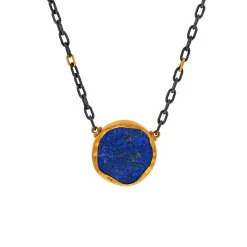 Sterling Silver and 24K Yellow Gold “Rocky” Lapis Necklace
