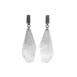 Sterling Silver and Stainless Steel Geometric Dangle Earrings