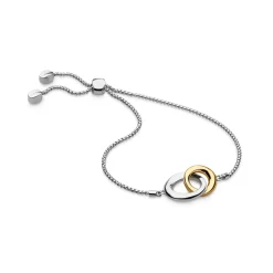 Sterling Silver and Yellow Gold Plated Bevel Cirque Link Bracelet