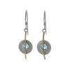 Sterling Silver and Yellow Gold Filled Blue Topaz Drop Earrings