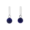 Sterling Silver Bar Earrings with Lapis Beads