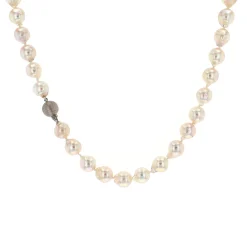 Sterling Silver Baroque Akoya Pearl Necklace