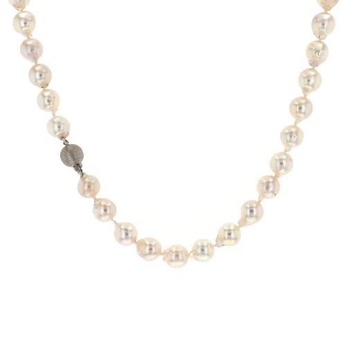 Sterling Silver Baroque Akoya Pearl Necklace