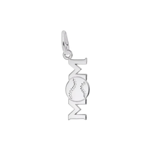Sterling Silver Baseball Mom Charm