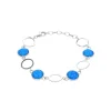 Sterling Silver Blue Opal Circle Link Bracelet