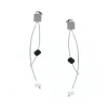 Sterling Silver Cube and Onyx Dangle Earrings