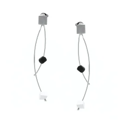 Sterling Silver Cube and Onyx Dangle Earrings