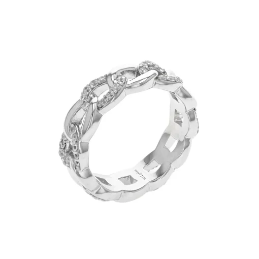Sterling Silver Cubic Zirconia Link Ring