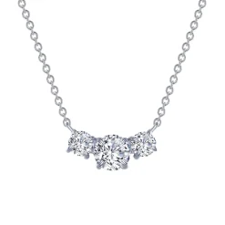 Sterling Silver 3-Cubic Zirconia Necklace