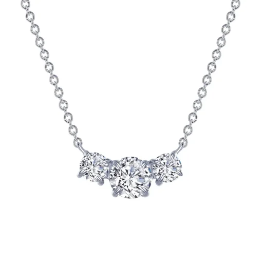 Sterling Silver 3-Cubic Zirconia Necklace