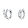 Sterling Silver Cubic Zirconia “V” Huggie Earrings