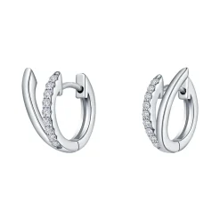 Sterling Silver Cubic Zirconia “V” Huggie Earrings