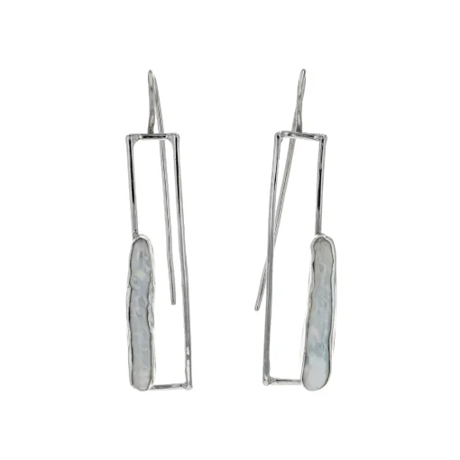 Sterling Silver Dangle Freshwater Pearl Earrings